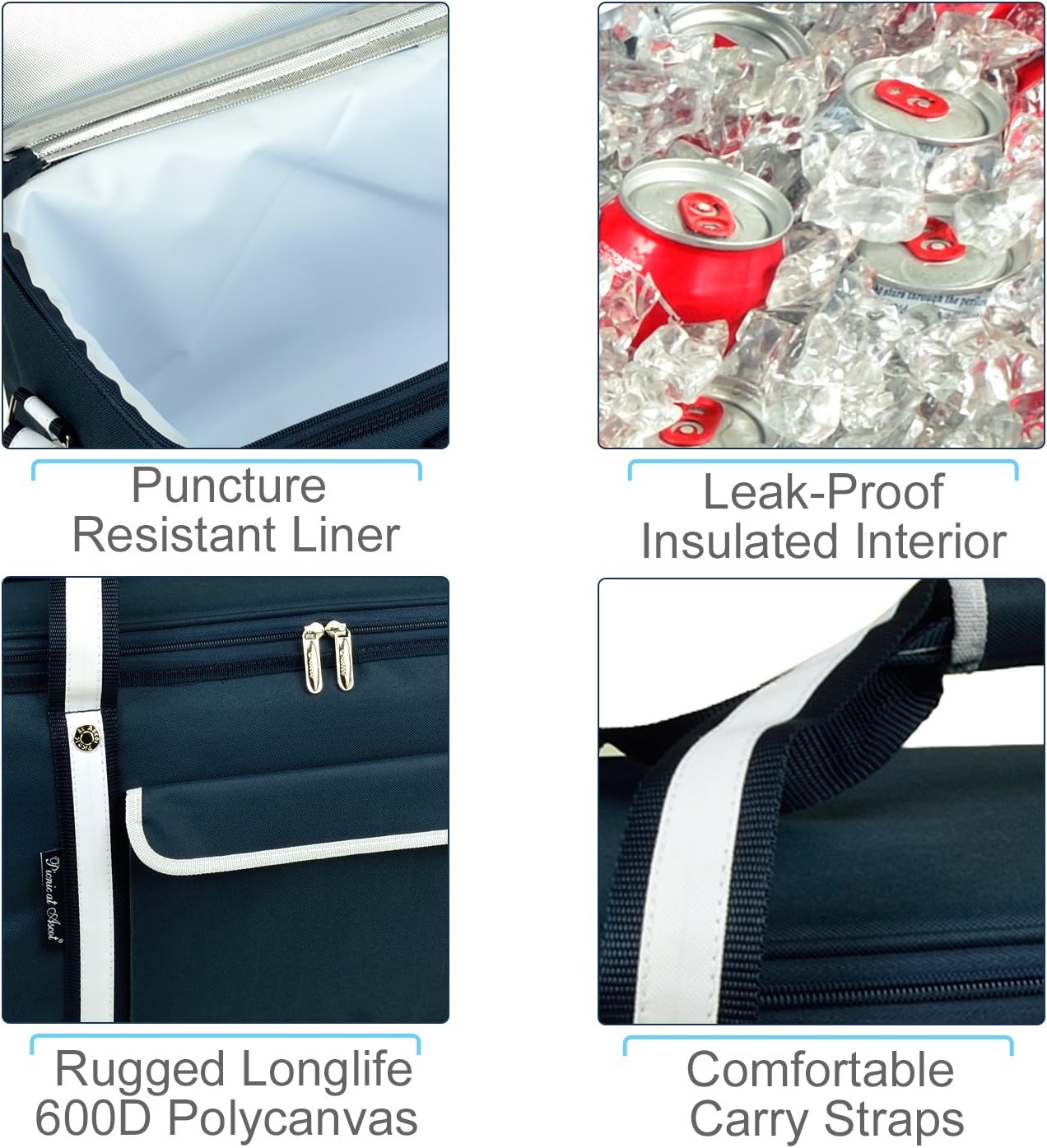 Picnic at Ascot Travel Cooler with Wheels- 64 Can Capacity- Collapsible Leakproof Cooler- Designed & Quality Approved in The USA