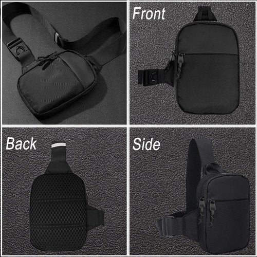 Mini Sling Bag Men Women Small Crossbody Bag Waterproof Phone Chest Bag Fanny Packs Personal Pocket Bag Hiking Backpack (Black-Small(W*D*H=17 * 3 * 22cm))