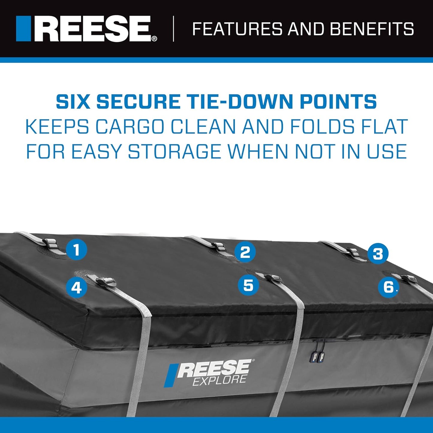 Reese Explore 63604 Amigo Hitch Mount Cargo Carrier Bag, 59 Inch x 18.5 Inch x 24 Inch, Rainproof, Fit On A Most Full-Size Hitch Mounted Cargo Carriers.