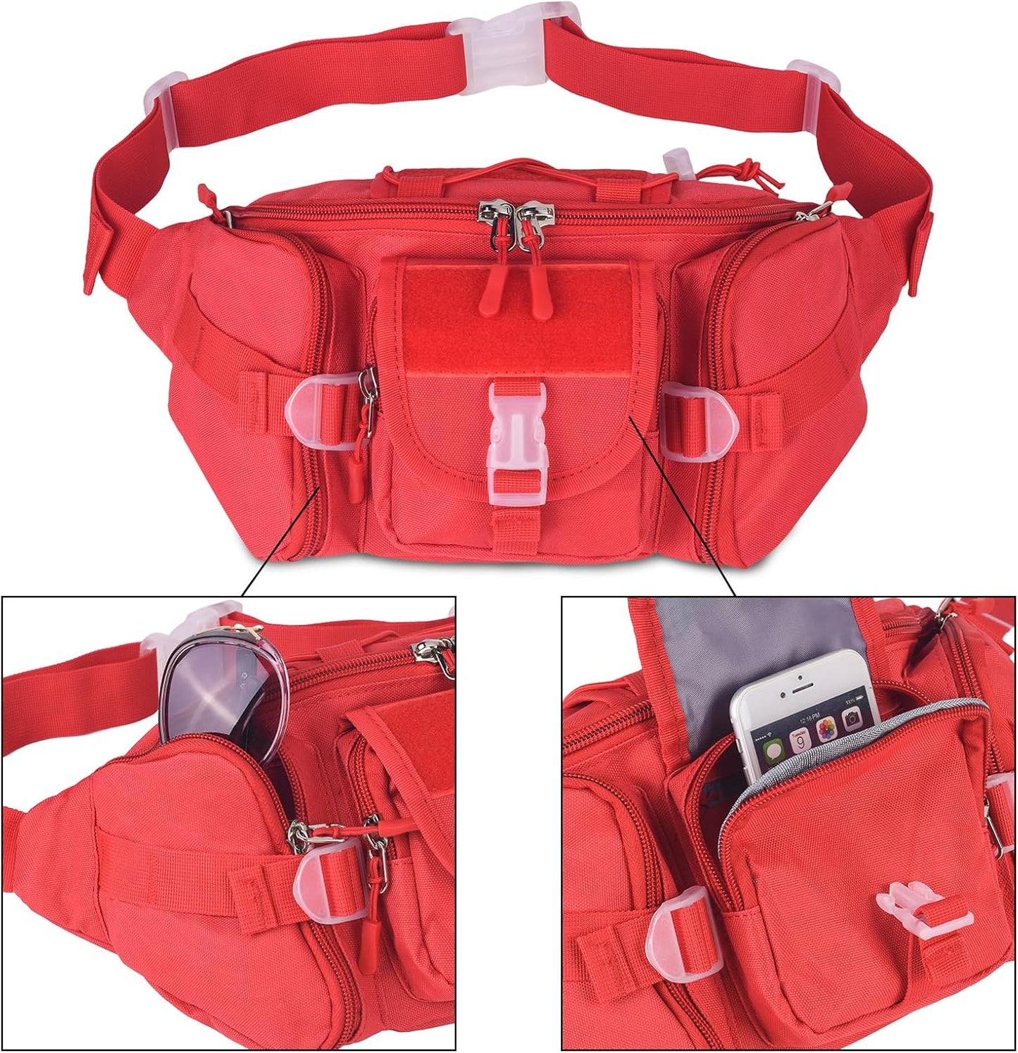 ArcEnCiel Tactical Fanny Pack for Men Waist Bag Hip Belt Outdoor Hiking Fishing Bumbag with Patch