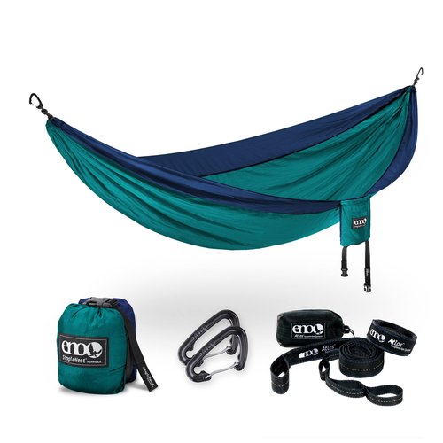 ENO Bundle, Includes The SingleNest Hammock & Atlas Suspension System, Lightweight, Durable Hammock with Straps for Camping, Hiking & Travel, Seafoam/Navy