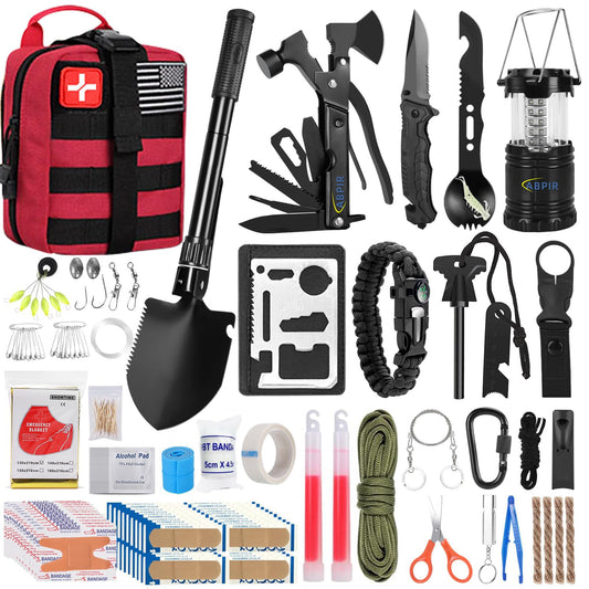 ABPIR 170 PCS Survival Kits, Survival First Aid Kit, Trauma Kit with Essential Survival Gear Emergency Medical Supplies for Hiking Camping Backpacking Outdoor Adventure, Gifts for Christmas Him Dad