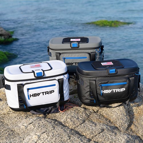 HEYTRIP 60 Can Soft Cooler Bag, Soft Sided Insulated Cooler Hard Lid & Base Portable Beach Ice Chest with Shoulder Strap Leakproof Camping Cooler(Black)