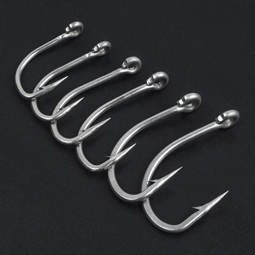 Live Bait Hooks Saltwater, 50pcs O'Shaughnessy Live Bait Short Shank Hooks with in-Line Point Fishing J Hooks Size 1#-5/0