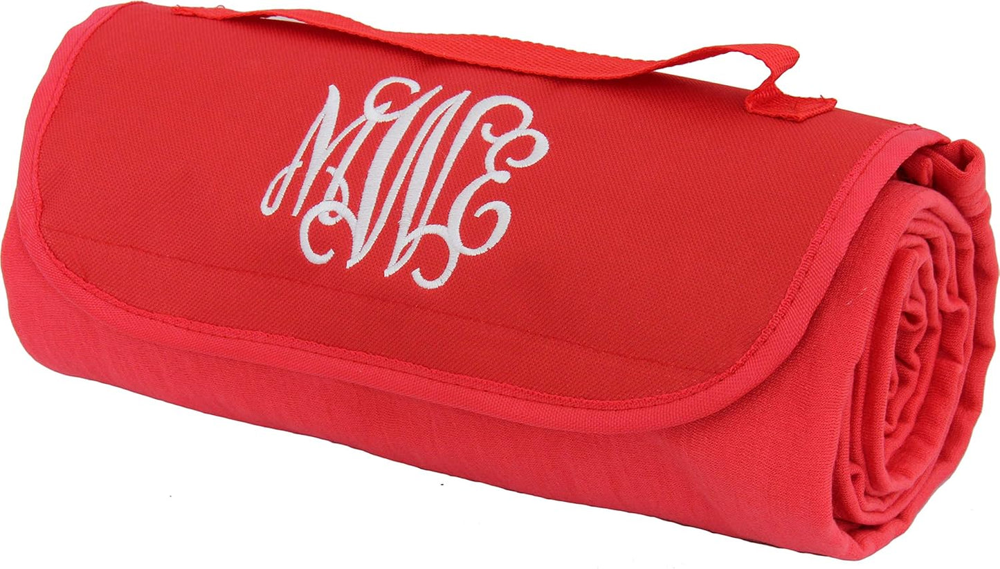 Threadart Portable Sports Stadium Blanket with Carrying Strap | Packable for Travel | Soft Fleece Fabric | 58in x 48in - Red - 5 Colors Available