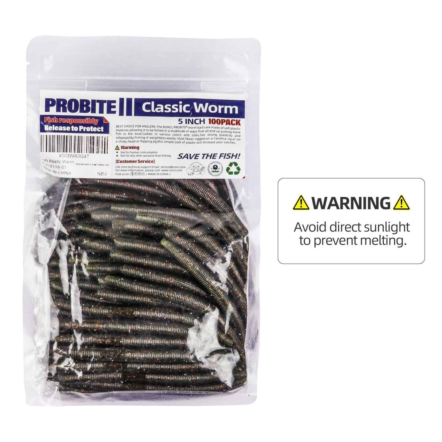 PROBITE Soft Fishing Worm 100PCS, 3/4/5/6" Mega Value Pack Senko Style Soft Lures for Bass, Plastic Worm Stick Baits, Multicolor, Cost-Effective Fishing Gift