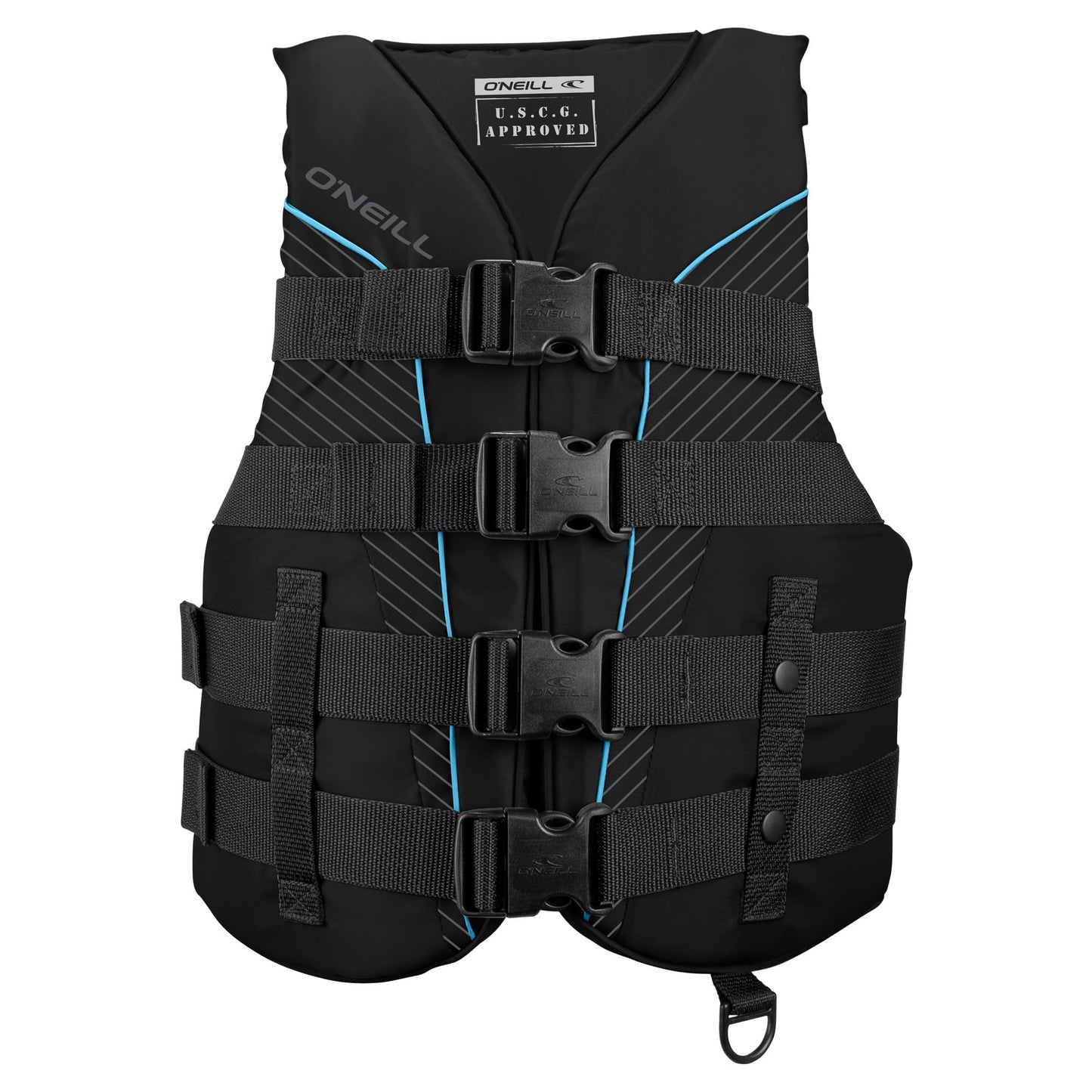 O’Neill Women’s SuperLite USCG Approved Life Vest – Lightweight Women’s Life Jacket for Boating, Wakeboarding, Waterskiing & Your Favorite Water Activities, Black/Black/Black:Turquoise, Medium