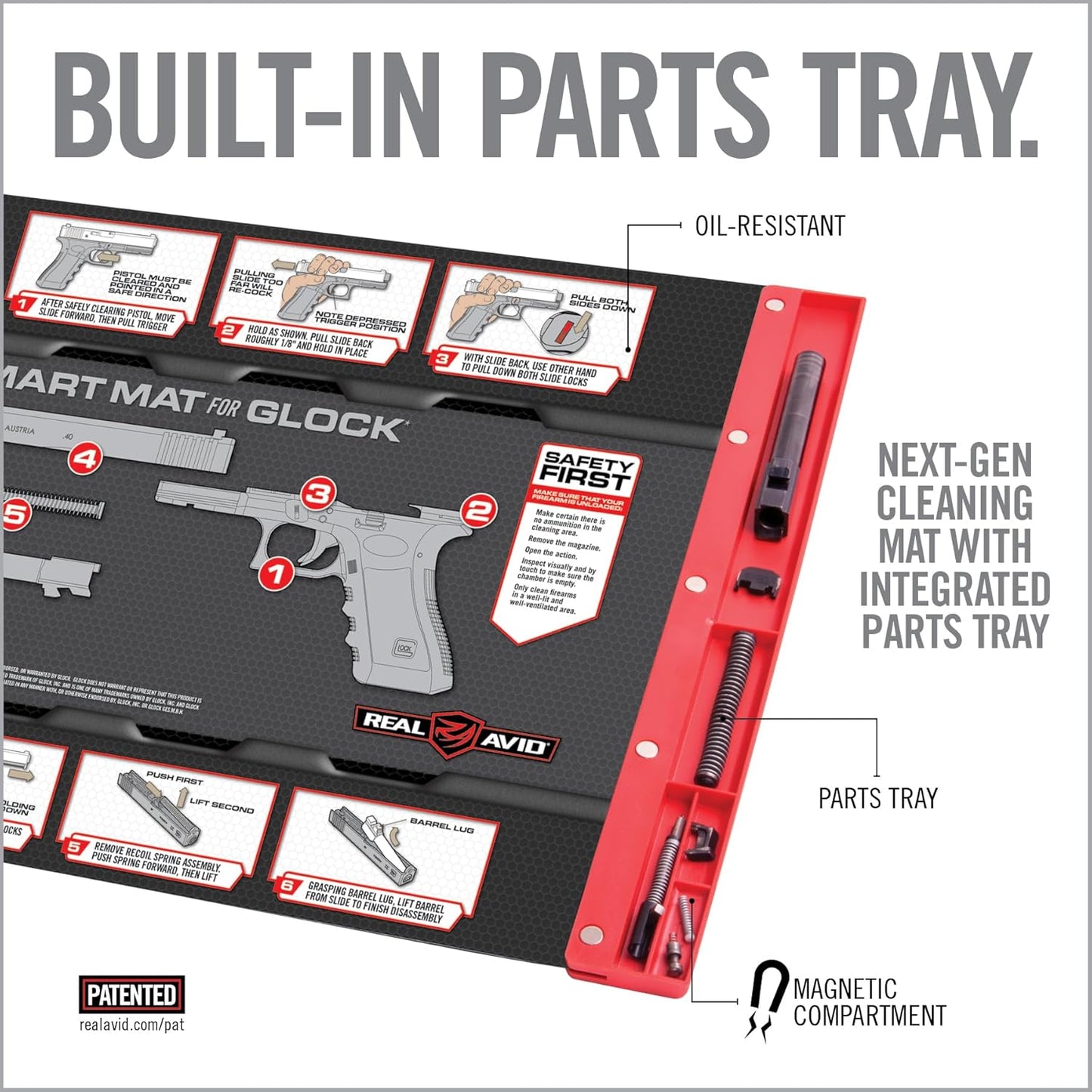 Real Avid Gun Cleaning Mat 19" x 16" with Magnetic Parts Tray | 1911, Glock, Smith & Wesson M&P or Sig Sauer P365 & P365XL (Choose Style Below)
