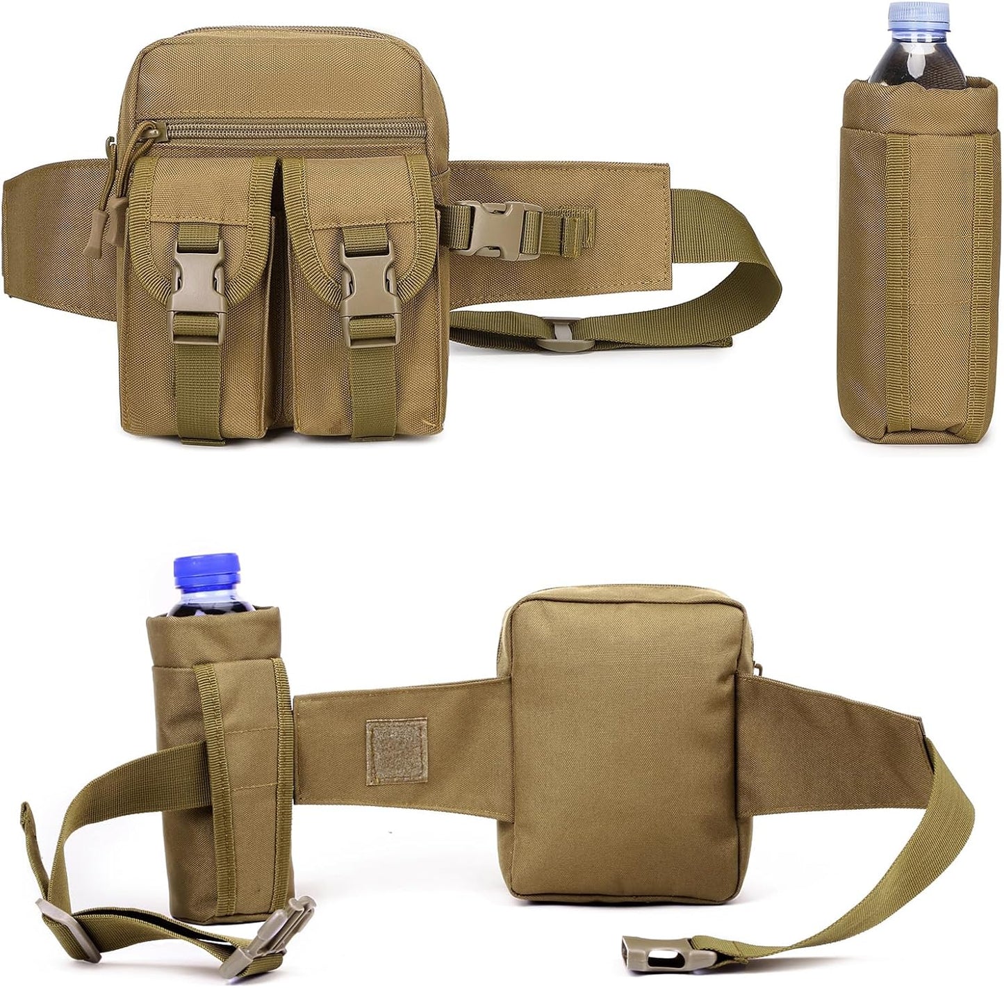 ArcEnCiel Tactical Fanny Pack Waist Bag Hip Belt Outdoor Fishing Bumbag with Water Bottle Pocket Holder