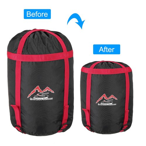 PATIKIL Compression Stuff Sack, 2 Pack S Size Waterproof Sleeping Bag Storage Sack Portable Compression Bag for Backpacking Camping, Black Red