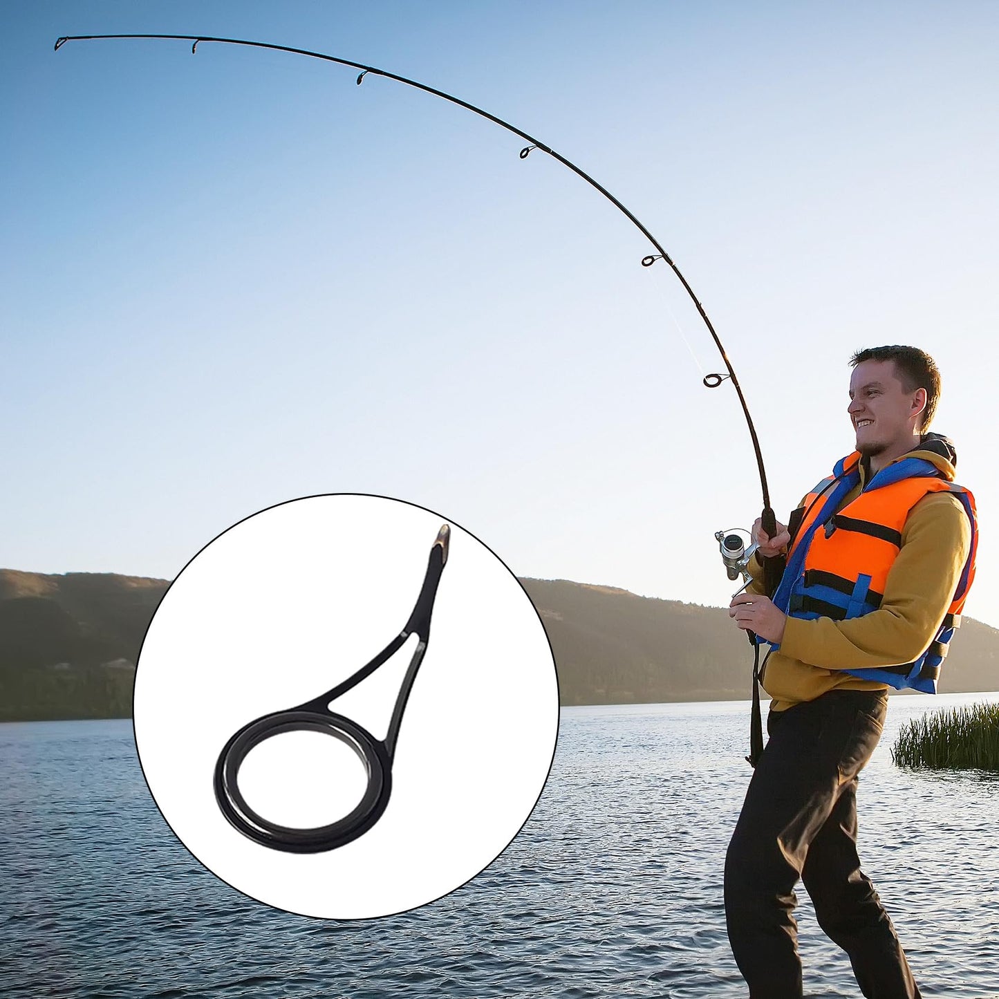 Aventik Fishing Rod Eyelet Repair Kit Complete, Emergency Quick-Fix Fishing Pole Eyes Replacement Kits Including Winding Thread, Epoxy and Stainless Steel Guides for Spinning Rod(Spinning Repair Kit)