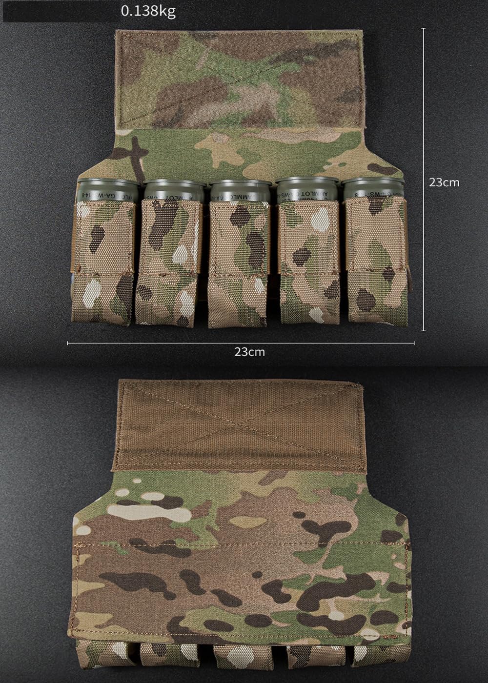 WarmHeartting Tactical 5BH 40MM 5 Banger Hanger Pouch 5 Rounds M203 Storage Bag with Hook and Loop Airsoft Accessories