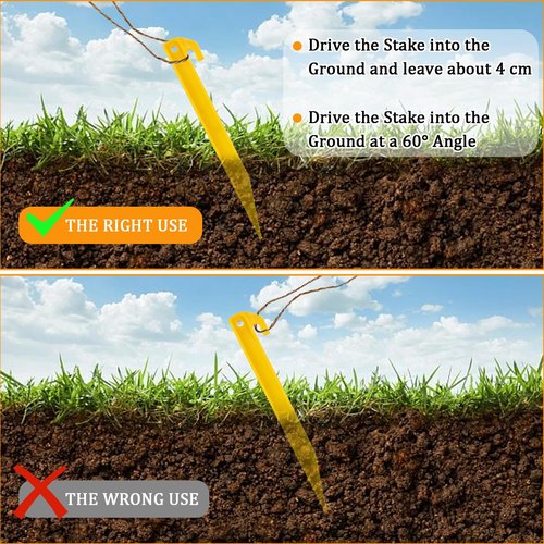 WOPPLXY 80 Pcs Plastic Tent Stakes - 9 Inch Tent Stakes Heavy Duty Tent Pegs Canopy Stakes Spike Hook, Plastic Stakes Awning Camping Pegs for Camping Outdoor Sand Beach Garden Lawn Stake