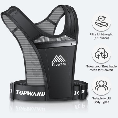 Topward Running Phone Holder Vest for Men Women Jogging Walking Exercise & Gym Workout. Waterproof Chest Pack for All Smartphones