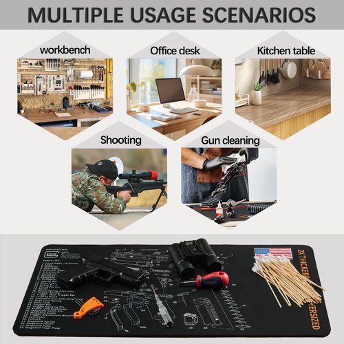 Gun Cleaning Mat 24" x12" for Glock, Anti-Slip Gun Mat Black