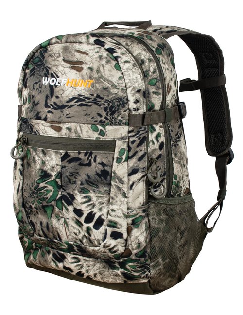 WOLFHUNT Camouflage Hunting Backpack for Men, Medium Camo Hunting Pack Hiking Day Pack for Hiking, Fishing, Shooting, 24 L,Prym1 MP