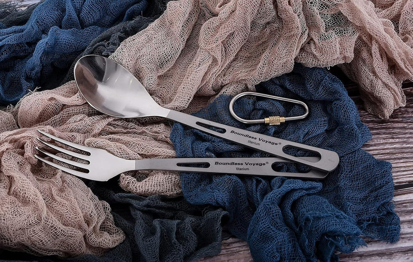 iBasingo Titanium Tableware Camping Fork Spoon Outdoor Cutlery Set Travel Utensils for Picnic Hiking Backpacking Home Use