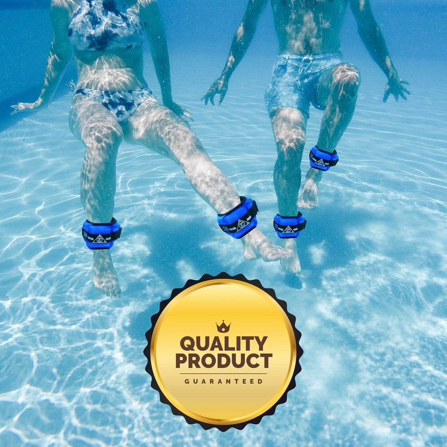 Water Gear Professional Aqua Cuffs - Aqua Aerobics Fitness Gear Bands for Ankle and Wrist - Swimming Pool Workout - Exercise Equipment Adjustable Ankle and Wrist Bands