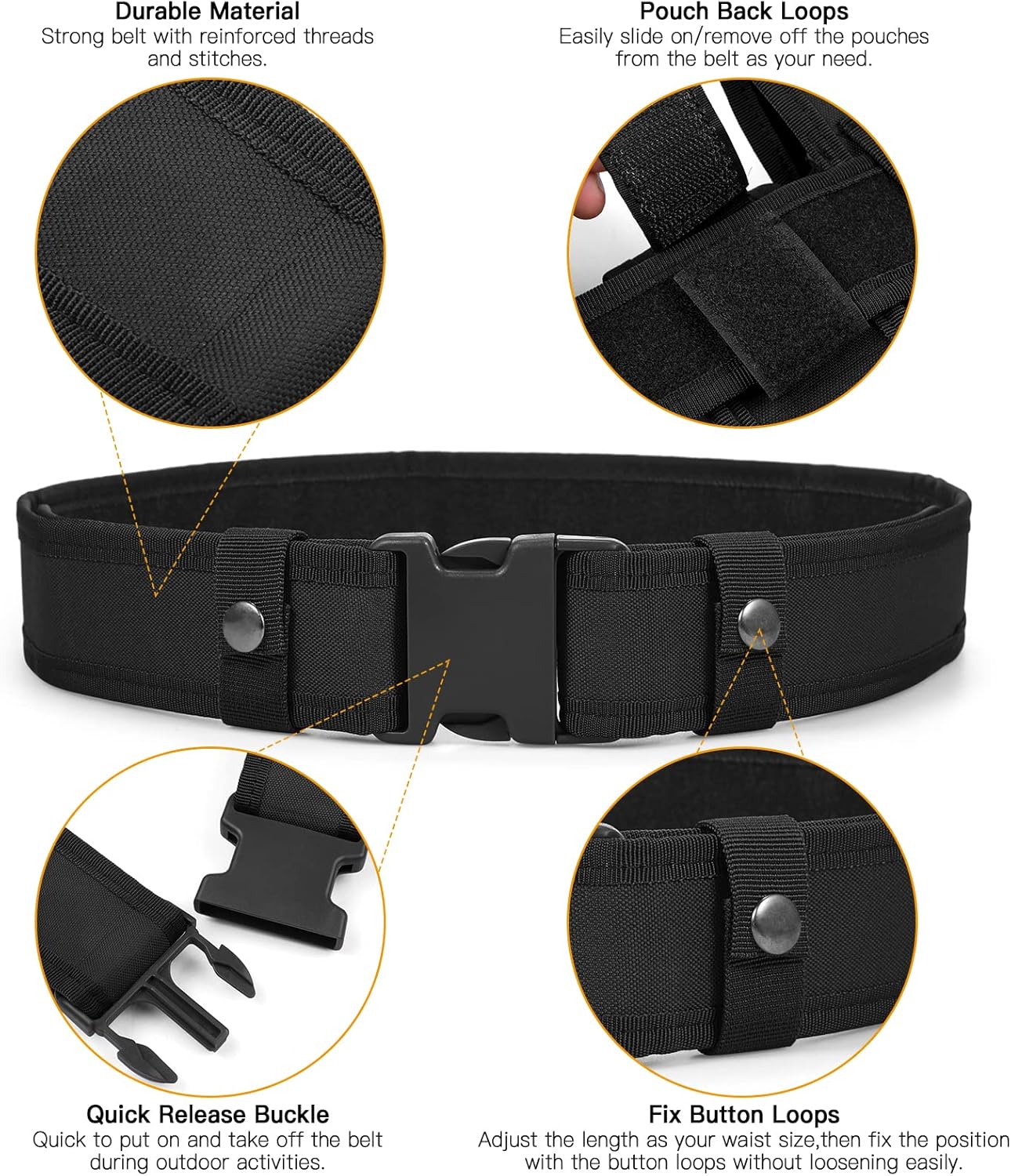 Modular Duty Belt with Pouches & Holster for Law Enforcement, Security & Hunting
