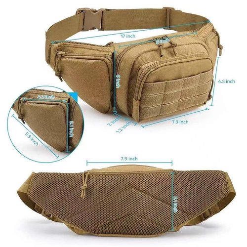 SPECIAL PIE Outdoor Tactical Fanny Pack Waist Bag with MOLLE Pouch for EDC & Military Activities (Black)