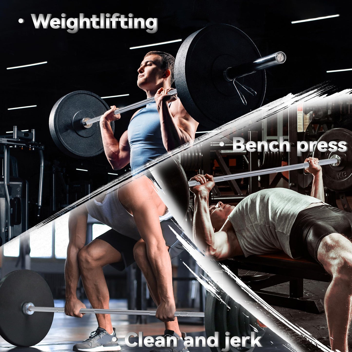 7FT Olympic Barbell, 1500lbs Capacity Weight Bar For Weightlifting and Powerlifting 45lb, Weight Bar Fit 2” Standard Weights