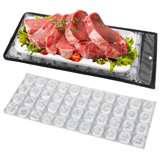 2 Pcs Reusable Cooling Mat for Keeping Food Fresh Outside Party - Flexible Ice Packs Blankets Keep Meat Cold, Replacement Freezer Mat Chiller for Camping Coolers