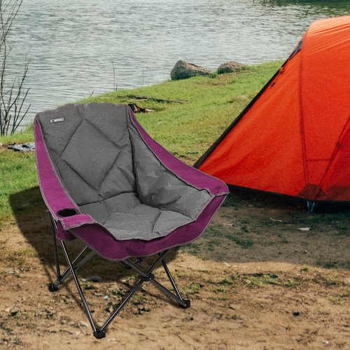 CAMPHILL Folding Camping Chair,Oversized Portable Camping Chair with Cup Holder,Heavy Duty Padded Lawn Chair for Camping, Tailgates, Beach, and Sports