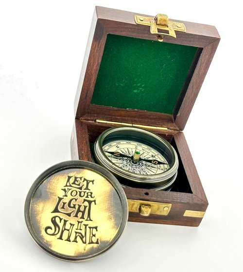 Compass with Box - Let Your Light Shine – First Communion Gifts for Boys & Confirmation Gifts for Teenage Boys | Baptism Gifts, Christian Catholic Gifts for Men | Inspirational Graduation Keepsakes