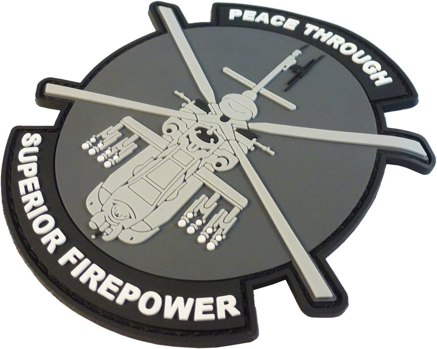 AH-64 Apache Helicopter PVC Patch [Black Grey White] Compatible with Velcro Patches for Backpacks,Hat Patches,PVC Patches,Patches for Caps,Plate Carrier Patches,Molle Patches,Patches for Hats