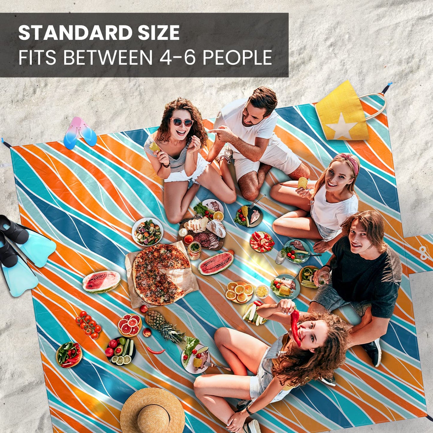 Everlasting Comfort Beach Blanket Bundle - Enjoy Sunny Days with Large, Sandproof Mats for Picnics and Beach Trips - Fits up to 10 Individuals