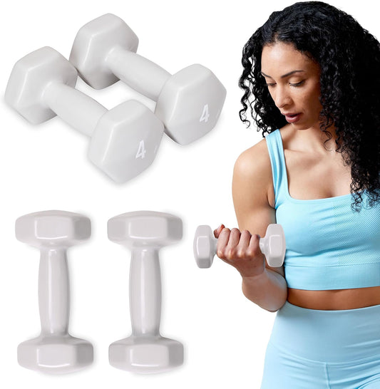 SPRI Dumbbells Hand Weights Set of 2 - Vinyl Coated Exercise & Fitness Dumbbell for Home Gym Equipment Workouts Strength Training Free Weights for Women, Men (1-10 Pound, 12, 15, 18, 20 lb)