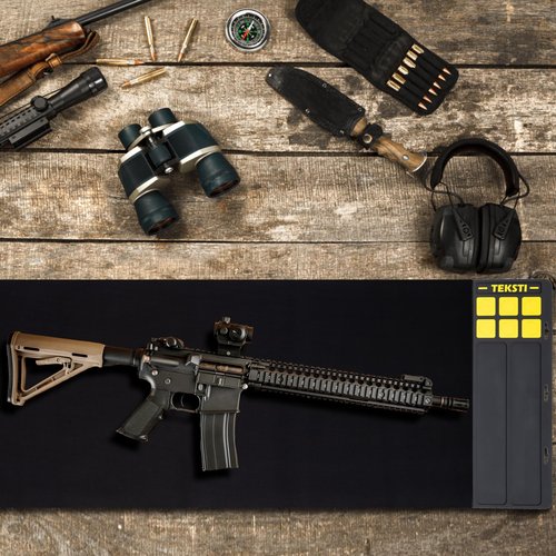 Teksti SL-CK-003 Gun Cleaning Mat - Large 49'x16' Workbench Mat with Magnetic Pad Organizer Tray & Universal Cleaning Kit for Guns