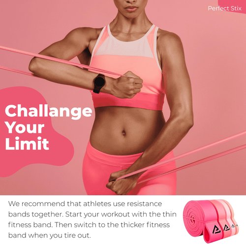 [4 Sizes] Perfect Stix Pull Up Resistance Bands for Women - Pull Up Assistance Exercise Bands. Resistance Bands for Working Out, Stretching, Powerlifting and Fitness