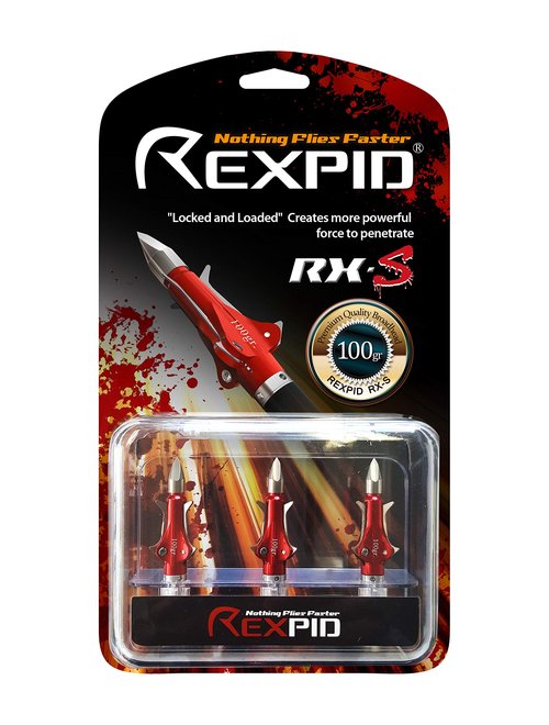 Rexpid RX-S Mechanical Broadheads 100 Grain, 3 Pack - 3 Blades Hunting Arrows Heads, Open on Impact, 1-1/2" Cut Arrow Tip for Compound Bow