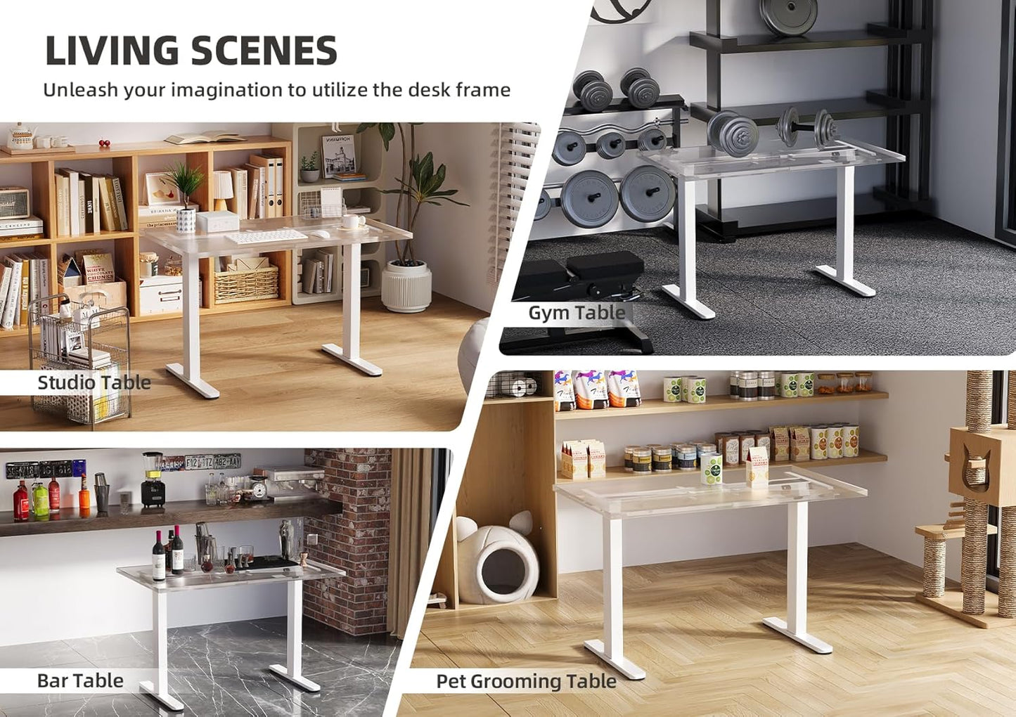 Claiks Standing Desk Frame, Electric Stand Up Desk Legs Frame Workstation Up to 63",T-Shaped Adjustable Standing Computer Desk for Home and Office, (Black Frame only)