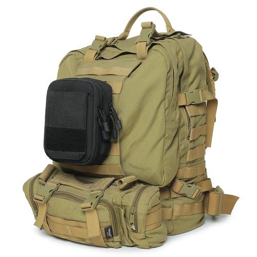 Tactical Molle Phone Pouch EDC Utility Belt Pouch Waist Bag with Shoulder Strap (Black)