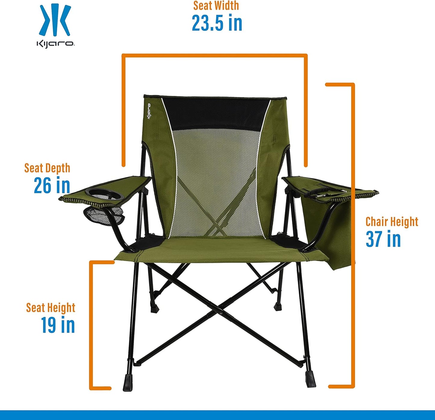 Kijaro Enjoy Versatile Folding Sports, Outdoor Chair & Lawn Chair, Dual Lock Feature, Maldives Blue (Hard Arm)