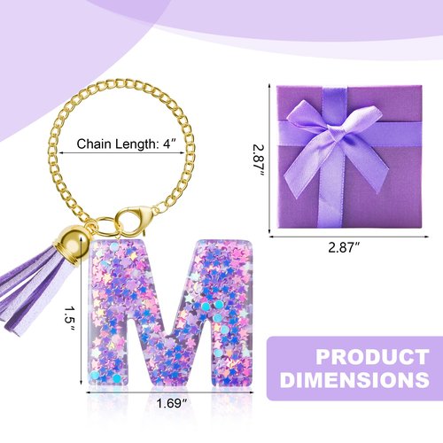 MOYOHIM Letter Charm for Stanley Cup, Cute Initial Keychain Charm for Handle, Purple Handle Accessories for Stanley Tumbler for Girls Women (Letter M)