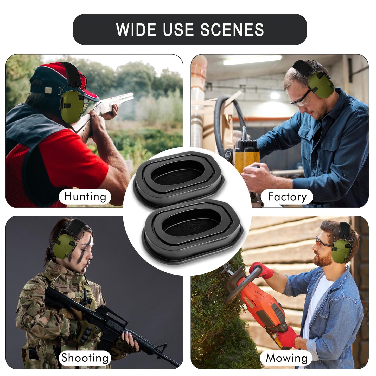 Gel Ear Pads for Walker's Razor Earmuffs, Comfortable and Soft Replacement Gel Ear Cups with Silicone Material and Memory Foam