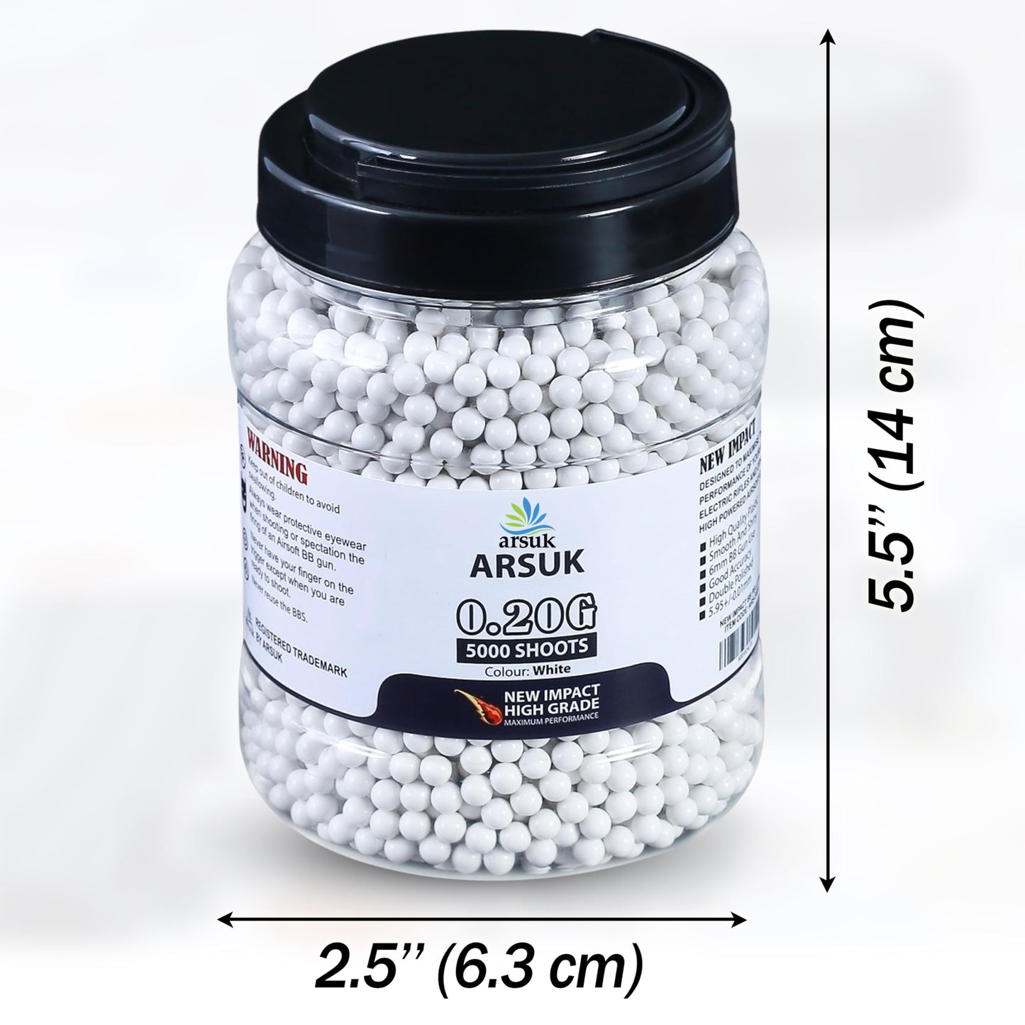 Arsuk 6mm Airsoft BBS 0.20g – White - 5000 Count - Seamless 6mm Plastic Pellets for Precision Target Practice & Tactical Shooting BBS for BB Guns