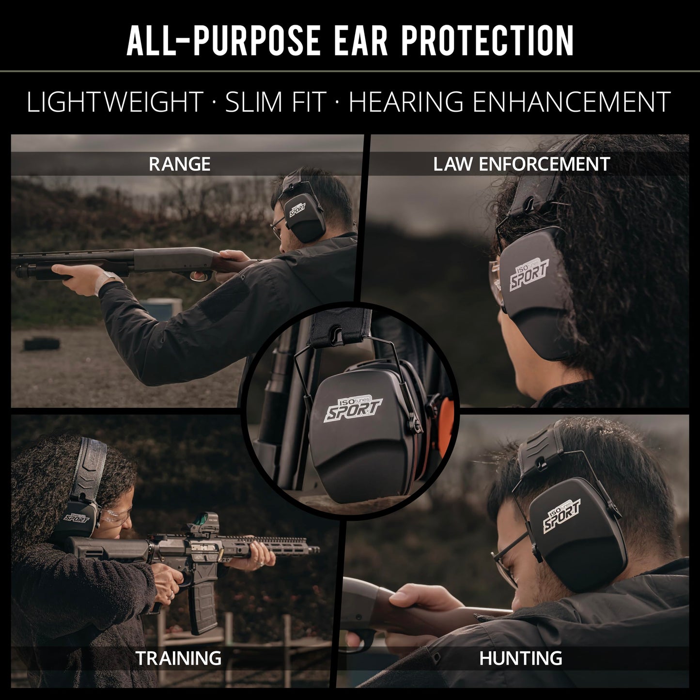 ISOtunes DEFY Slim Passive Earmuffs: Noise Isolating Over-Ear Hearing Protection with Foam Cushions, and Adjustable Headband (Matte Black)