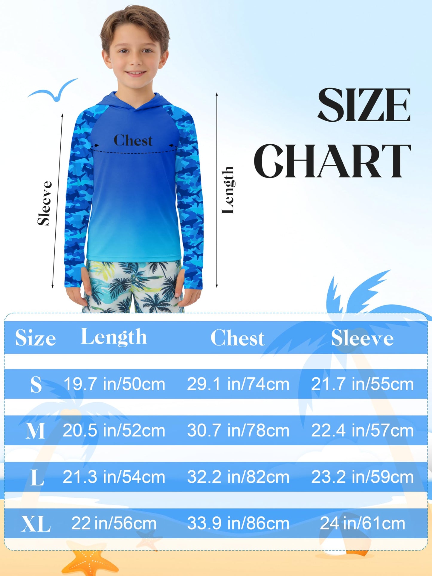 Cooraby 2 Packs Boys Rash Guard Hooded Shirt UPF 50+ Long Sleeve Kids Swim Fishing Shirts with Thumb Hole