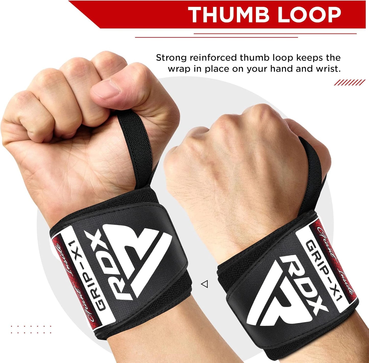 RDX Wrist Wraps for Weightlifting (Pair), IPL USPA Approved, Elasticated 18” Cotton Straps Support with Thumb Loop, Gym Wrap for Weight Lifting Powerlifting Competition Strength Training Bodybuilding