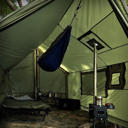 REDCAMP Large Hammock Hot Tent with Stove Jack, Waterproof & Windproof Winter Wall Tent with Snow Skirt, Ultralight 4 Season Tent for Camping, Hiking, Bushcraft, Backpacking