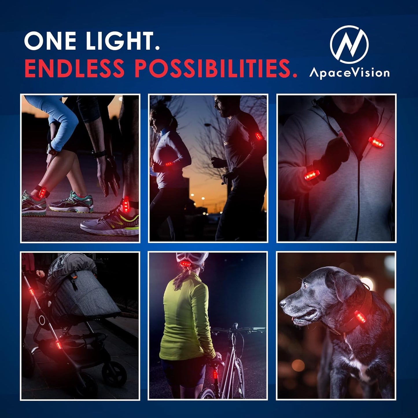 EverLightFX USB Rechargeable LED Safety Light (2 Pack) by Apace - Super Bright Bike Tail Light Works Brilliantly as Running Light for Joggers, Pets, Bicycle Strobe or Rear Clip On Lights