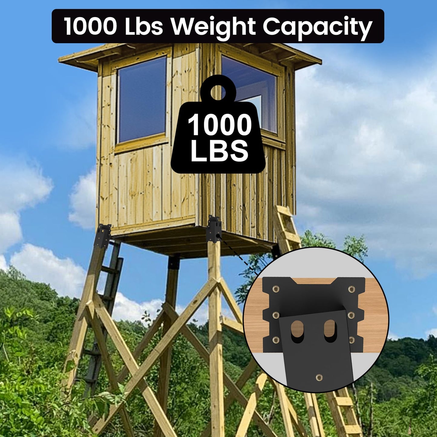Toriexon Deer Blind Brackets, Outdoor 4 x 4 Platform Bracket, 14 Gauge Steel Elevator Brackets for Deer Stand, Hunting Blinds, Shooting Shack (4 Pack)