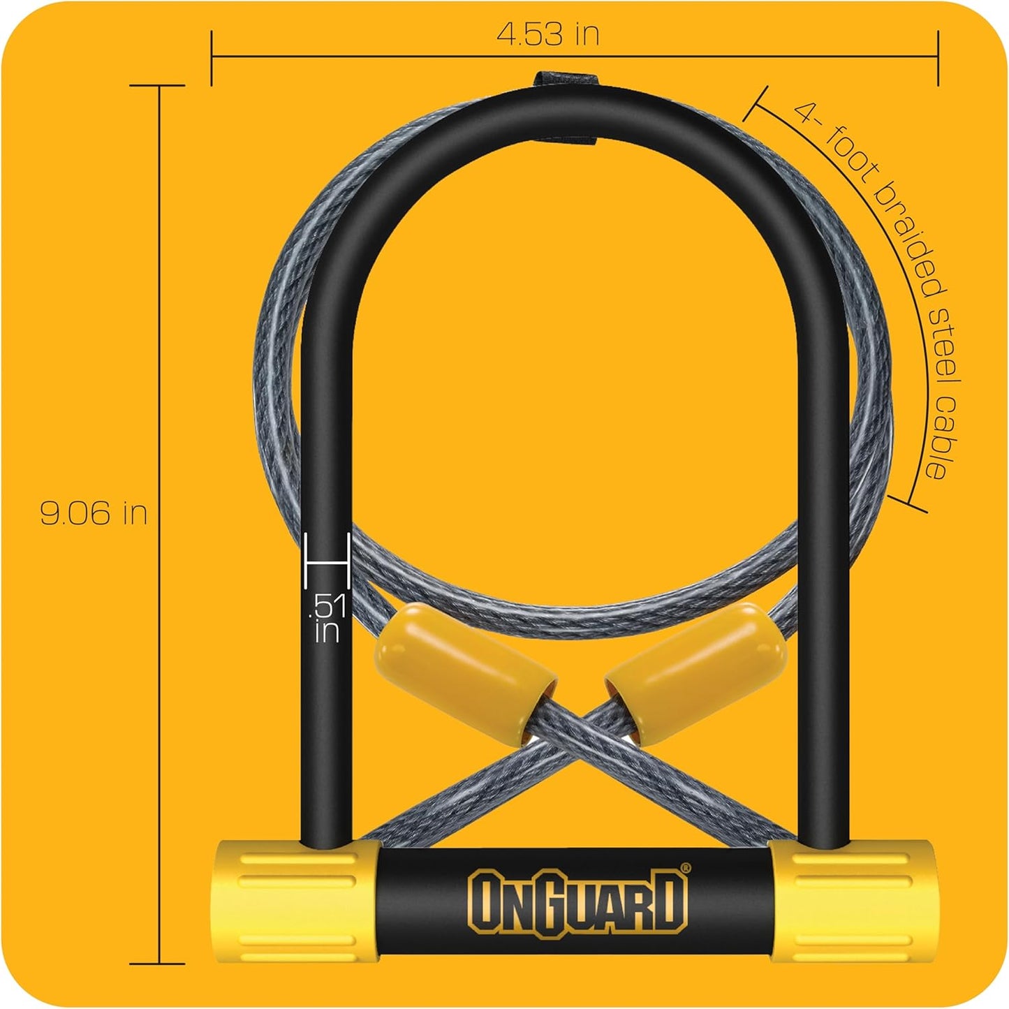OnGuard Bulldog DT U-Lock with 4-Foot Cinch Loop Cable (Black, 4.53 x 9.06-Inch)