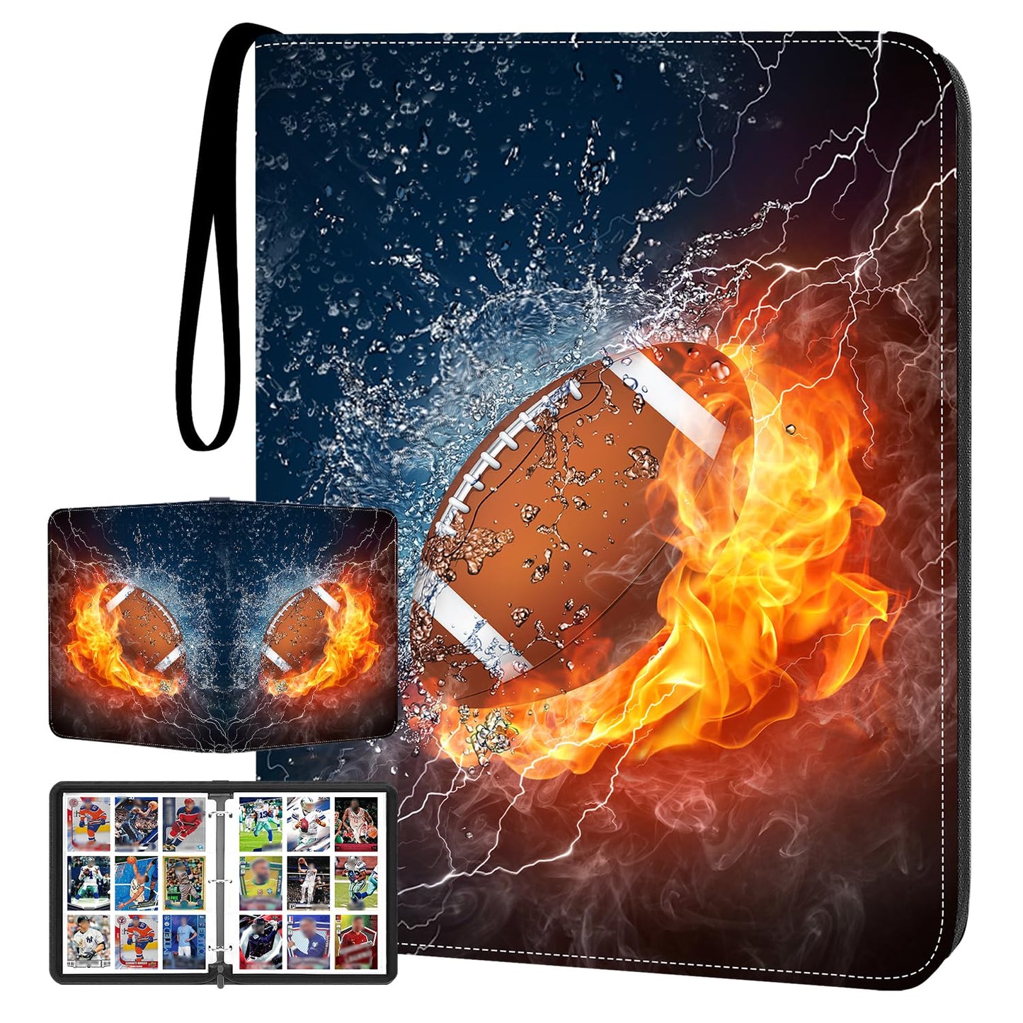 HESPLUS Football Card Binder Compatible with Football Card, Baseball Card, Trading Card, MTG and Other TCG, Fits 900 Cards with 50 Removable Pages, Card Holder Collector for Standard Size Card