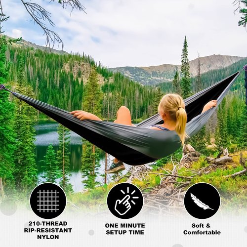 SZHLUX Camping Hammock Double Portable Hammocks Camping Accessories and Camping Gear,Great for Hiking,Outdoor,Beach,Camping