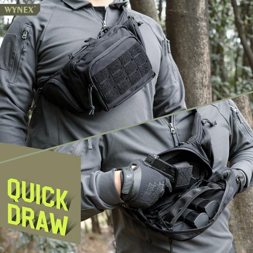 WYNEX Concealed Carry Fanny Pack Pistol Pouch, Tactical Fanny Pack Handgun Pouch with Universal Pistol Holster CCW EDC Waist Pack of Adjustable Paracord Suspension System for Men